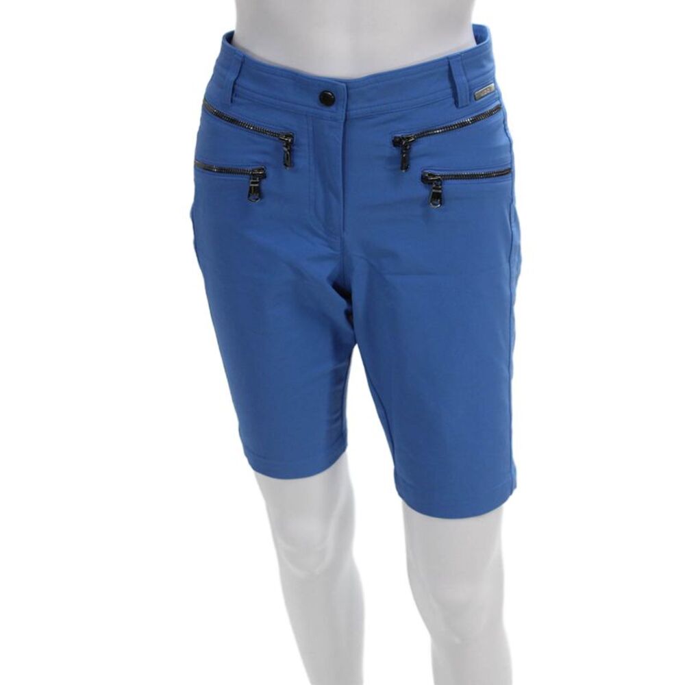 MDC Womens Bermuda Shorts Blue Button Solid Summer Sport Size 40